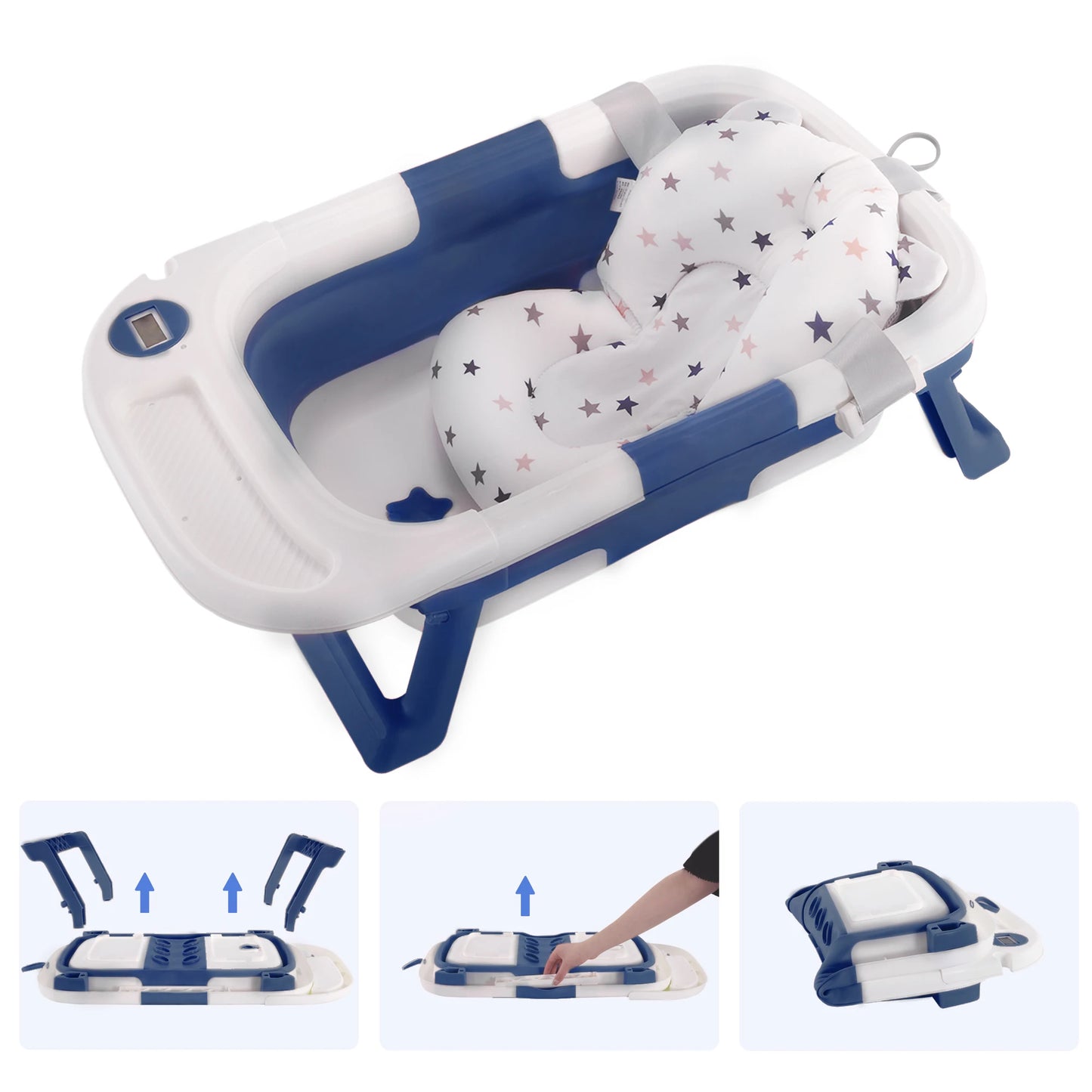 Baby Bathtub with Soft Cushion & Thermometer,