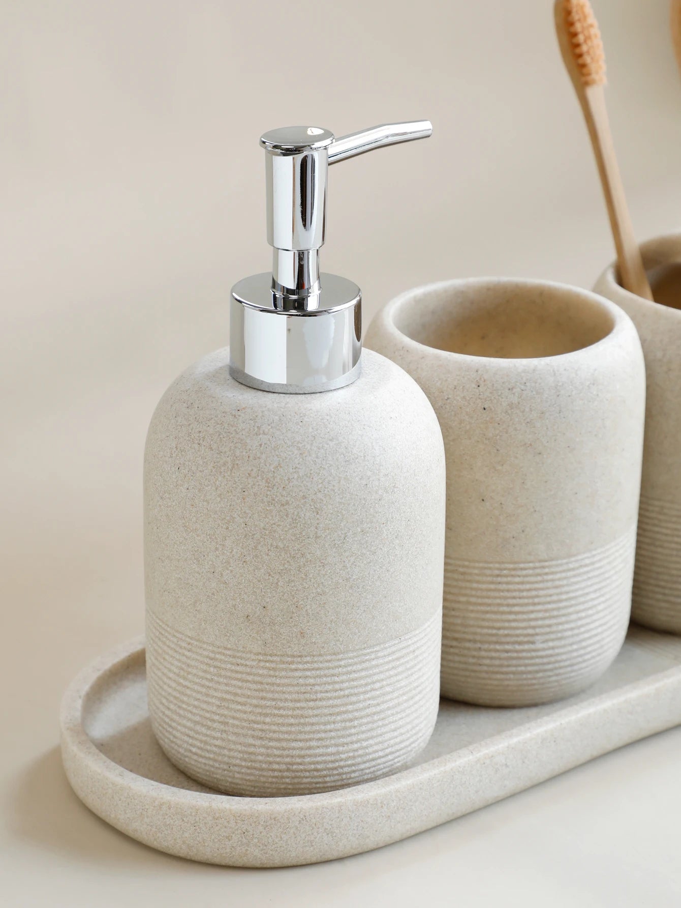 Modern Bathroom Dispenser and Holder Set
