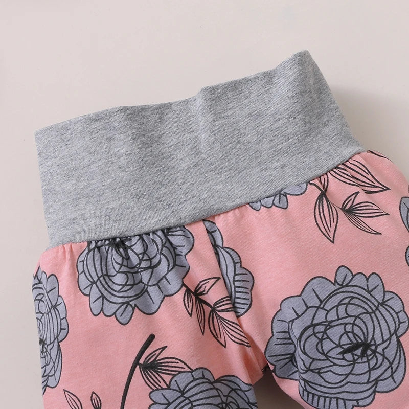 Long Sleeve Romper Rose Pant with Hat & Headband