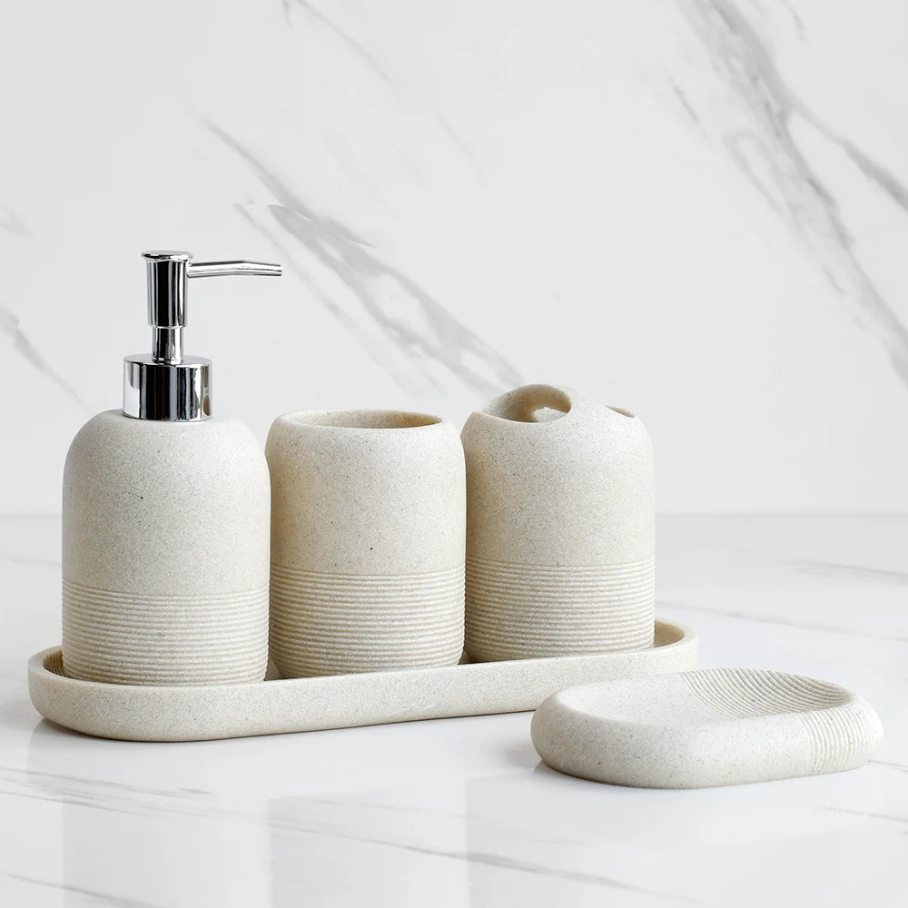Modern Bathroom Dispenser and Holder Set