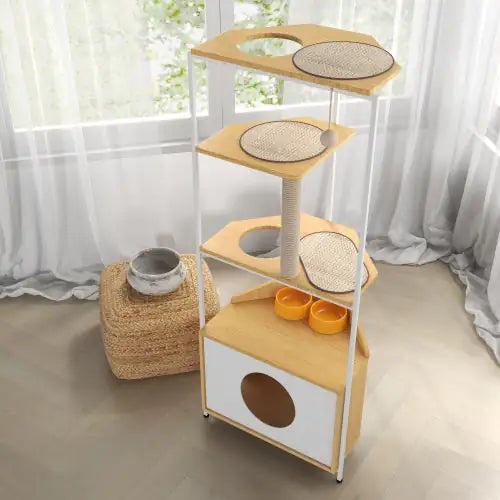 Cat Apartment With Feeding Station and Climbing Platform