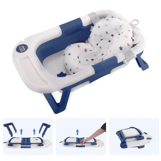 Baby Bathtub with Soft Cushion & Thermometer,