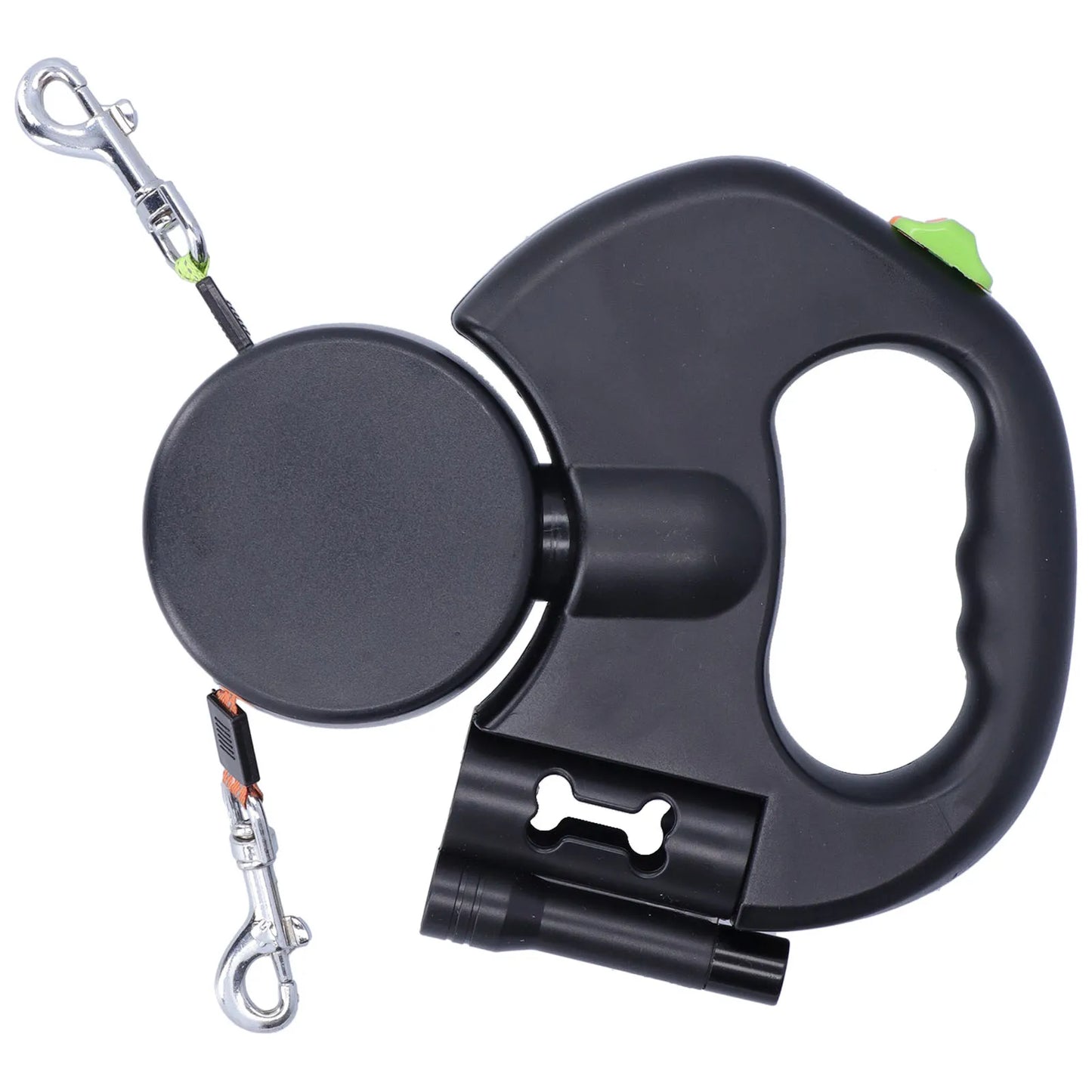 Automatic Retractable Pet Leash Double Dog Leash with Flashlight and Bag Dispenser
