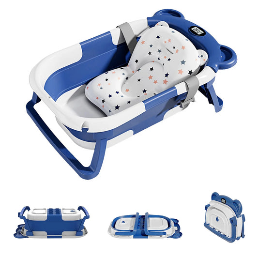 Folding Baby Bathtub with Temperature Gauge and Cushion