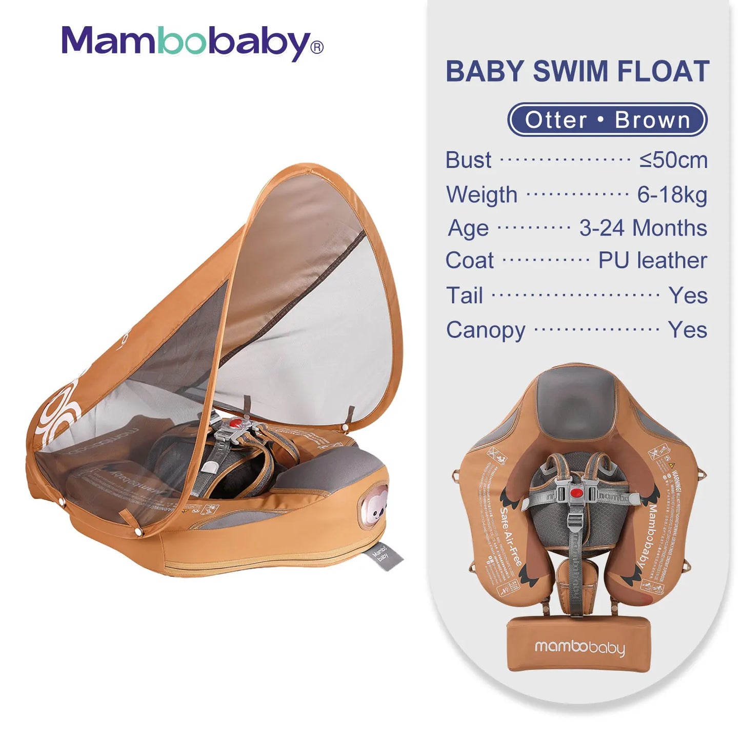 Baby Float with Sunshade Canopy and Crotch Strap