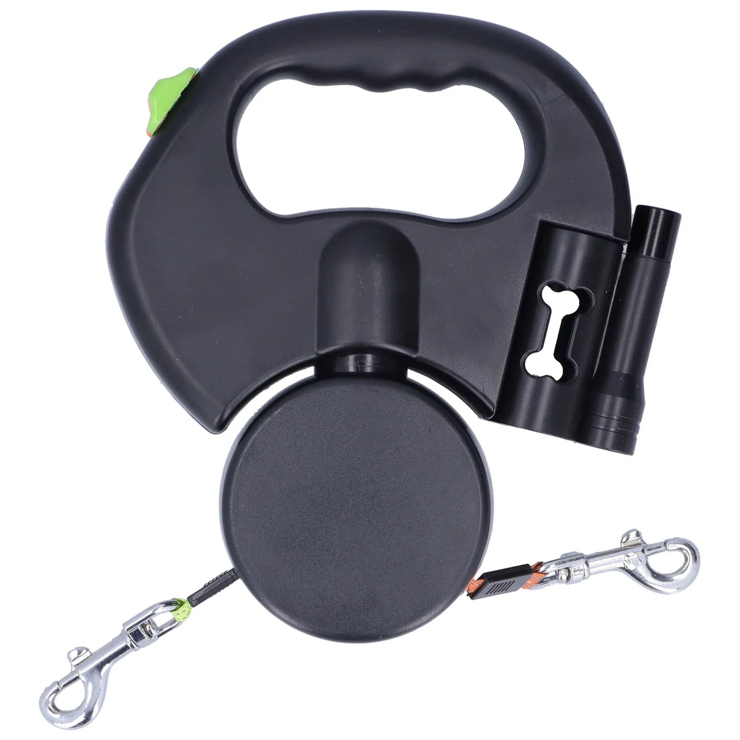 Automatic Retractable Pet Leash Double Dog Leash with Flashlight and Bag Dispenser