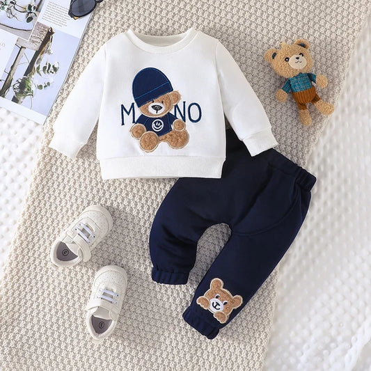 Casual Cartoon Bear Long Sleeve tee