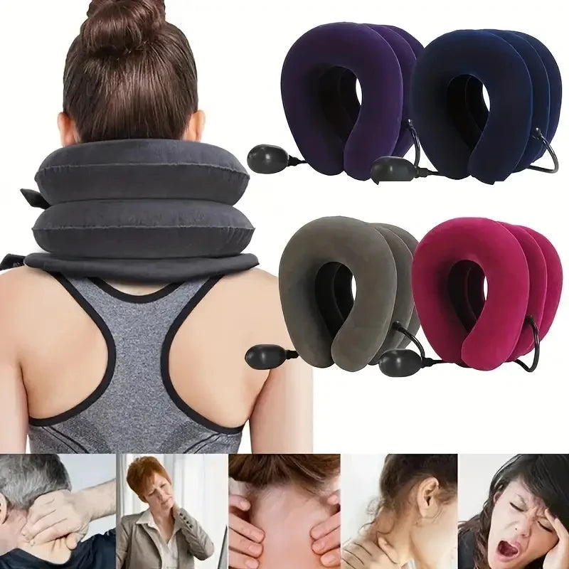 Single Tube Semi-Plush Air Cervical Massage Relaxation Pillow