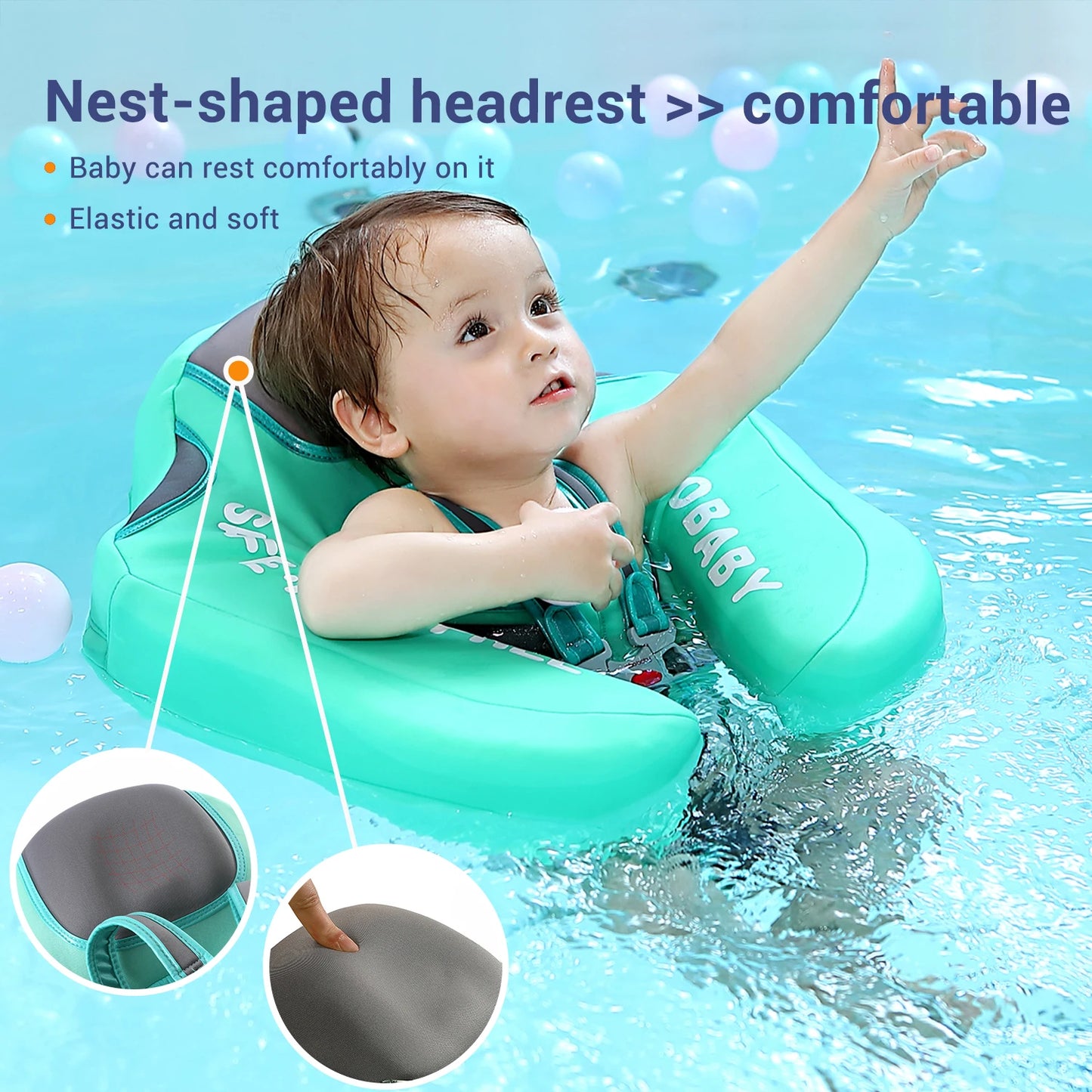 Baby Float with Sunshade Canopy and Crotch Strap